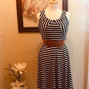 Navy and White Striped Dress